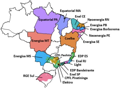 Mapa com a distribuição geográfica das concessões