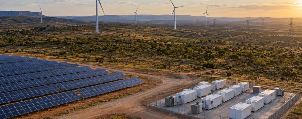 eólica, solar e baterias